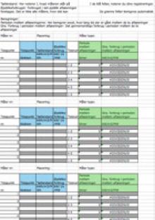 Excel-ark til aflæsning af måler